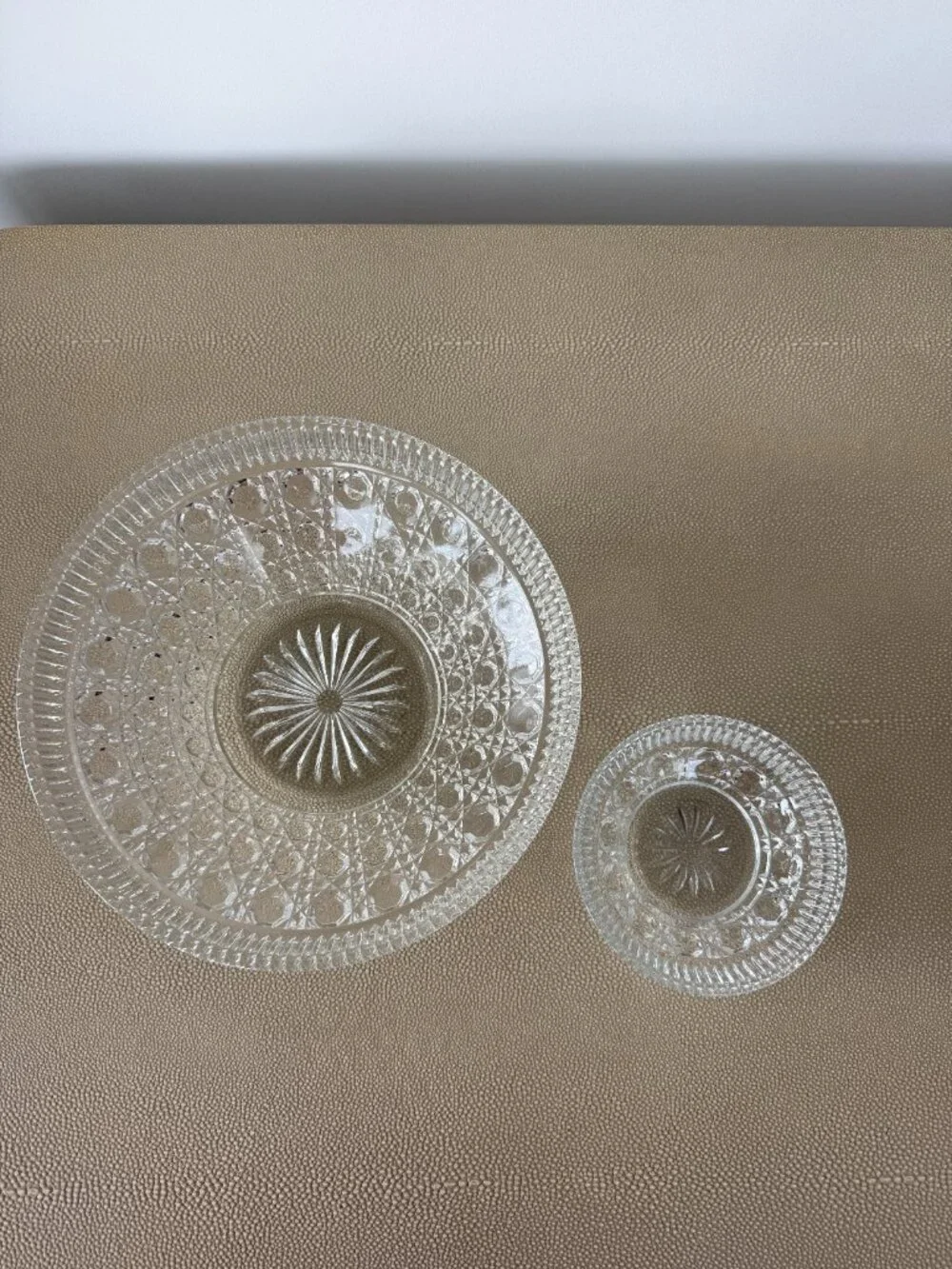 Vintage Indiana Glass Button & Cane Chip & Dip Serving Bowls